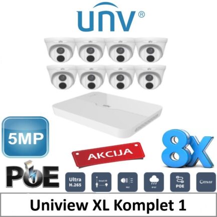 alarmponit - uniview - IP komplet 8 x 5mp